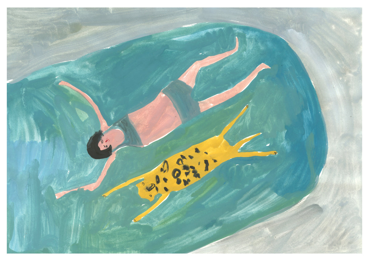 Mini Print - Hyena and Girl Swimming