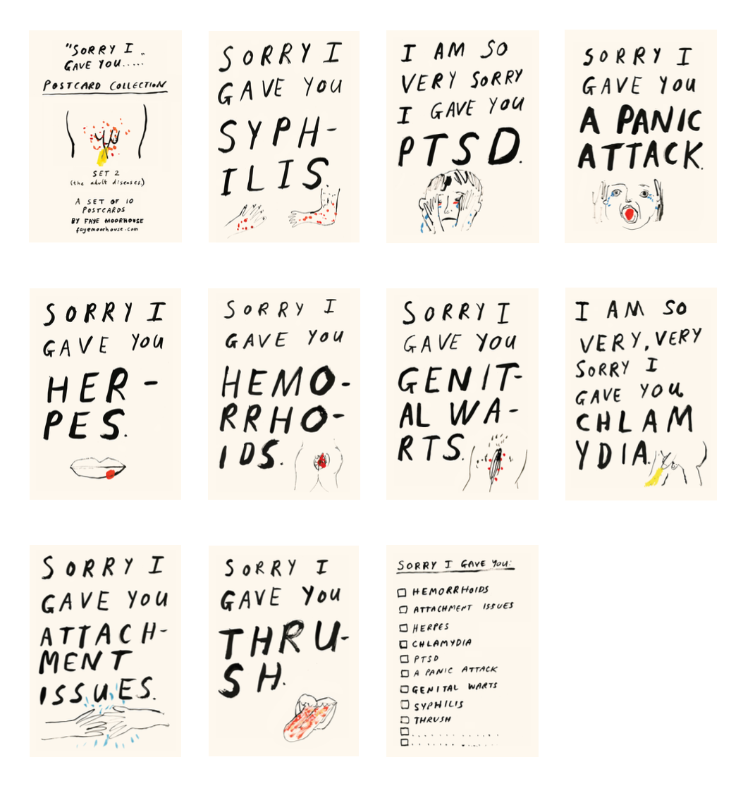 Sorry I gave you... Postcard Set (SET 2 The Adult Diseases)