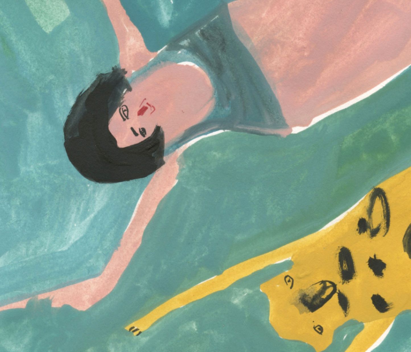 Hyena and Girl Swimming | Giclee Art Print