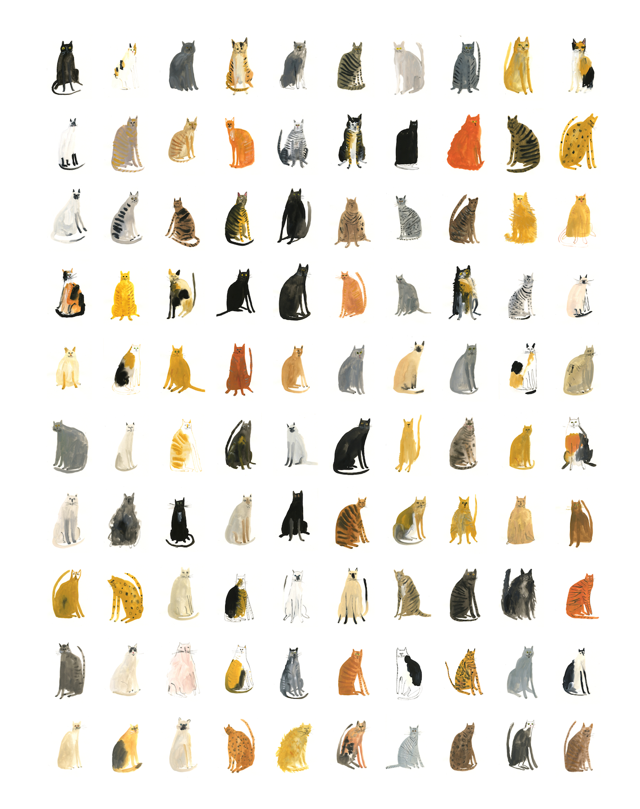 Mini Print - 100 Curious Cats