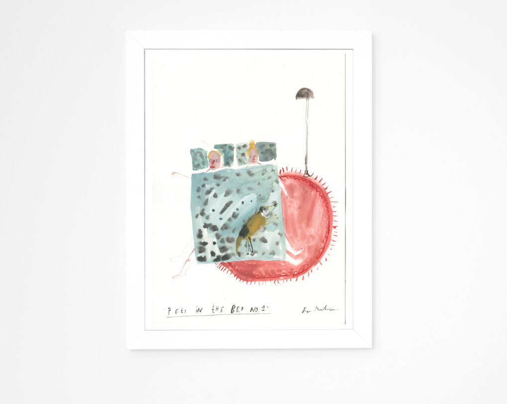 Original Faye Moorhouse Painting || Pets in the Bed No. 1