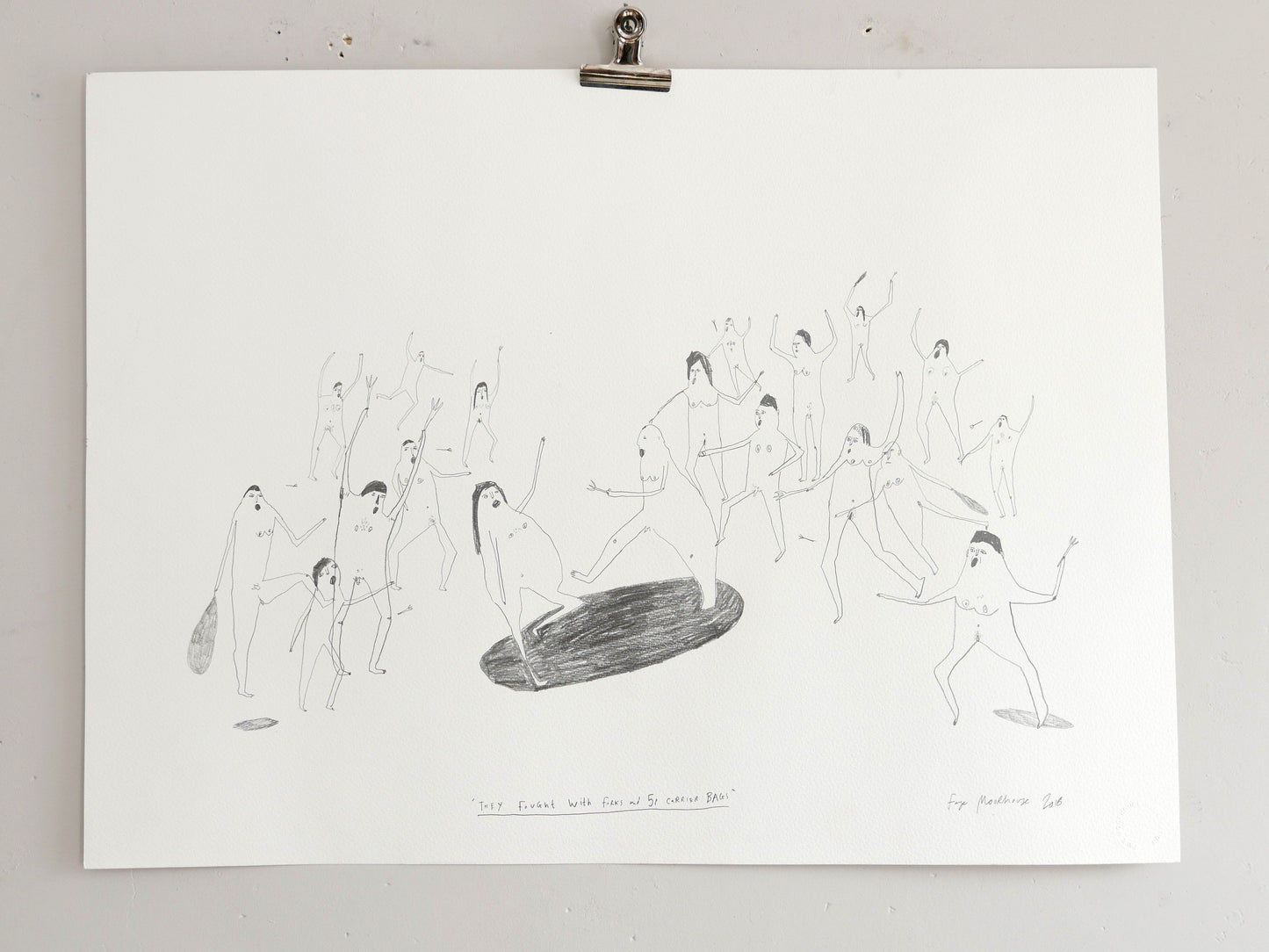 They Fought with Forks and 5p Carrier Bags | Drawing on paper | Faye Moorhouse