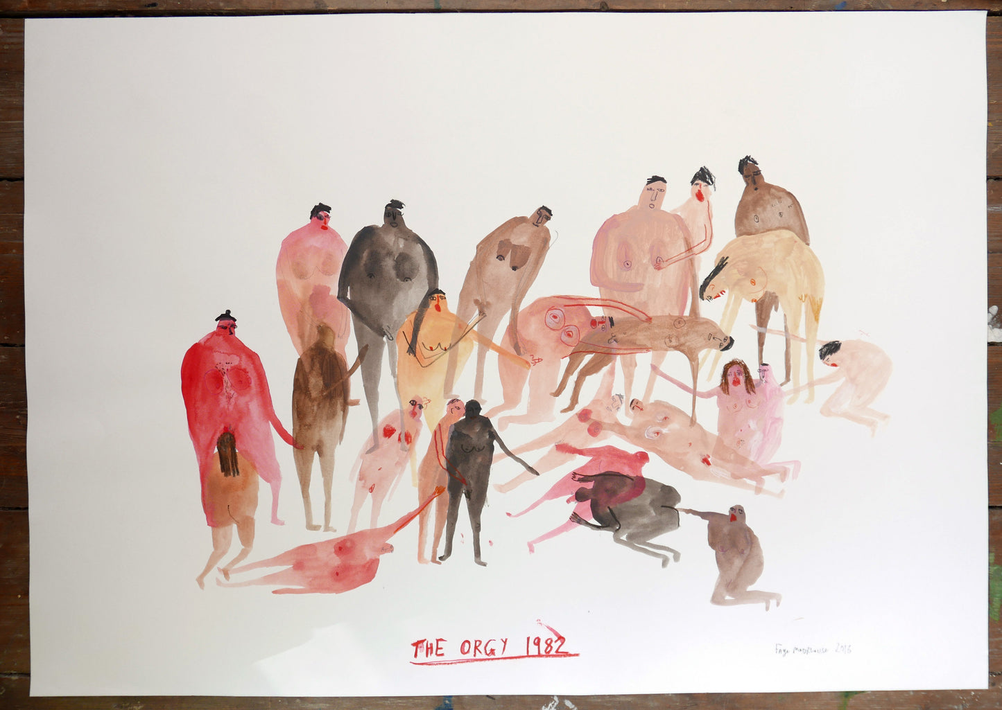 The Orgy 1982 | Painting on paper | Faye Moorhouse