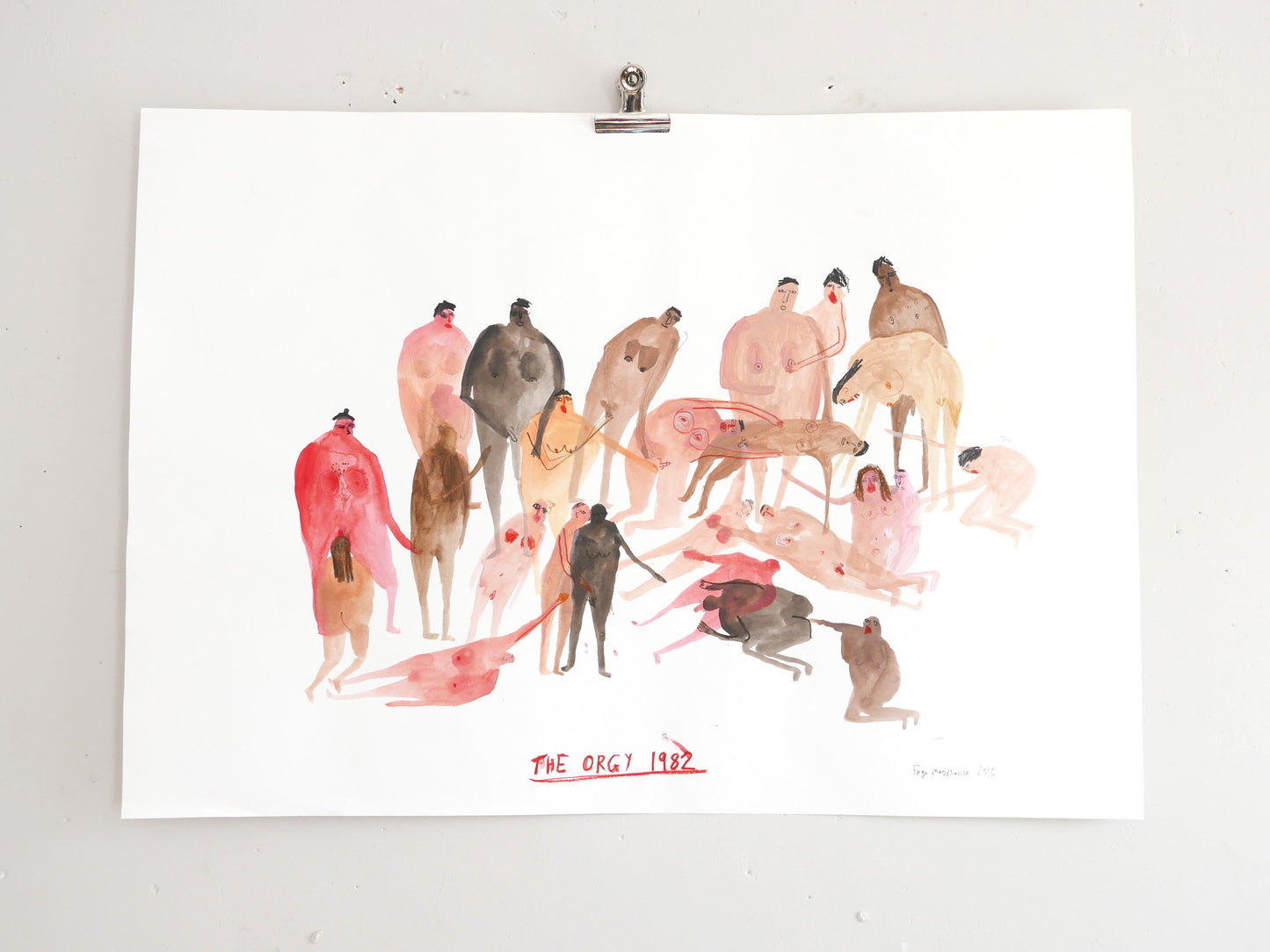 The Orgy 1982 | Painting on paper | Faye Moorhouse