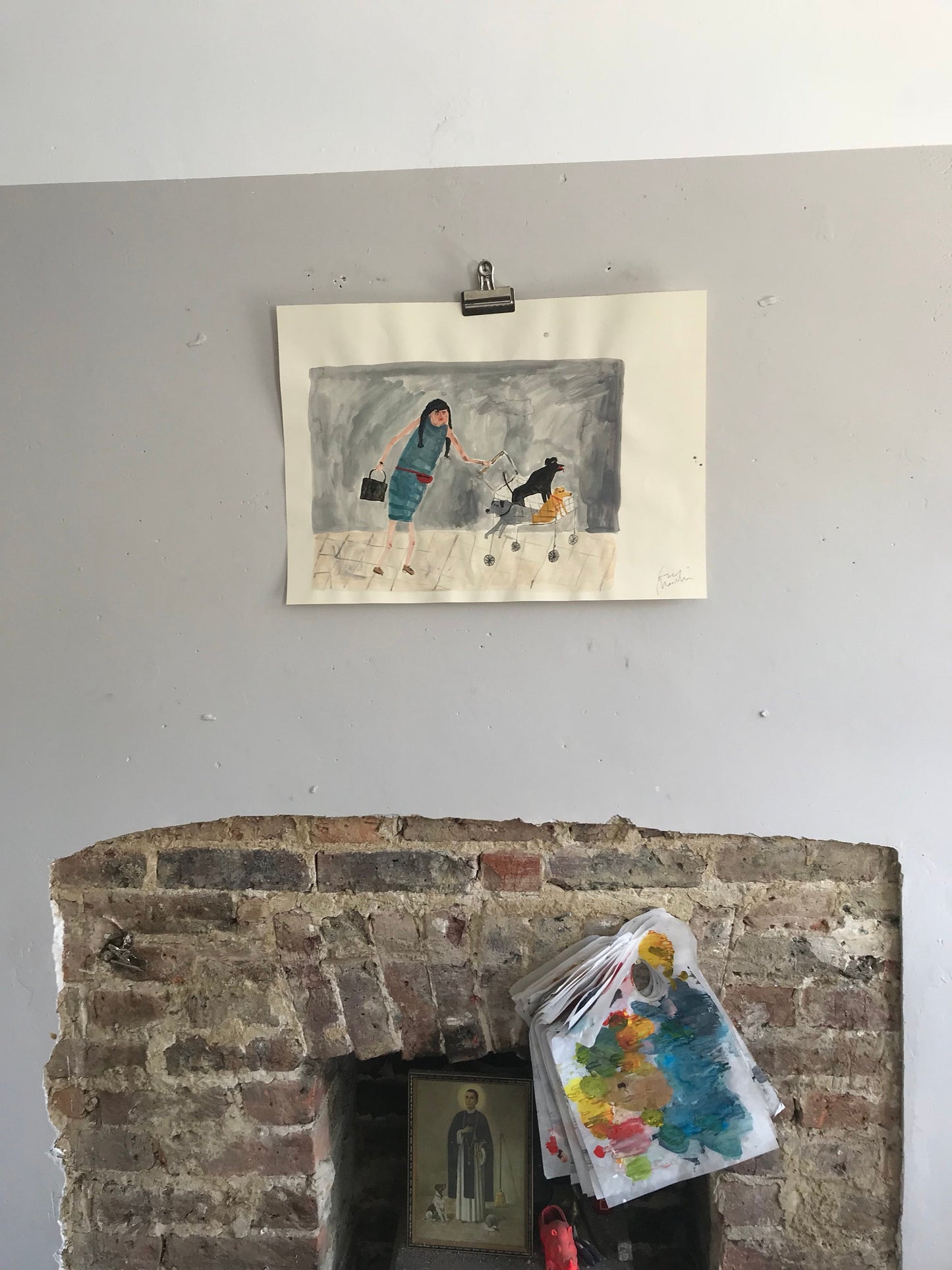 Women and their dogs - Shopping with Friends | original Faye Moorhouse painting