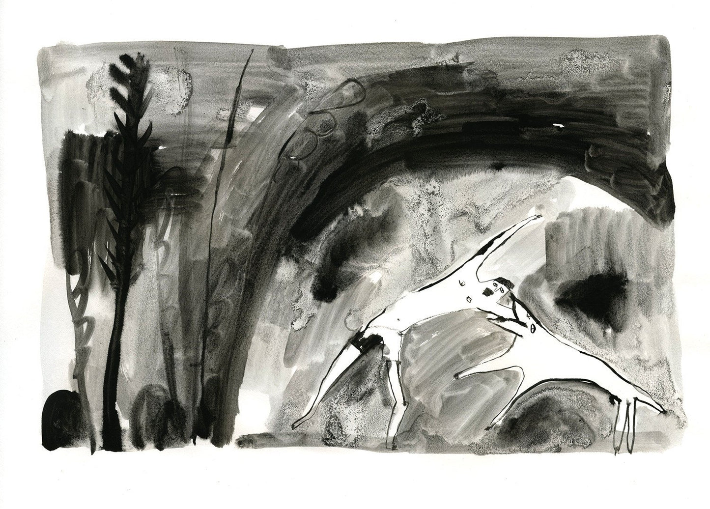 Original Faye Moorhouse Ink Illustration - Black Forest Beasts no. 3
