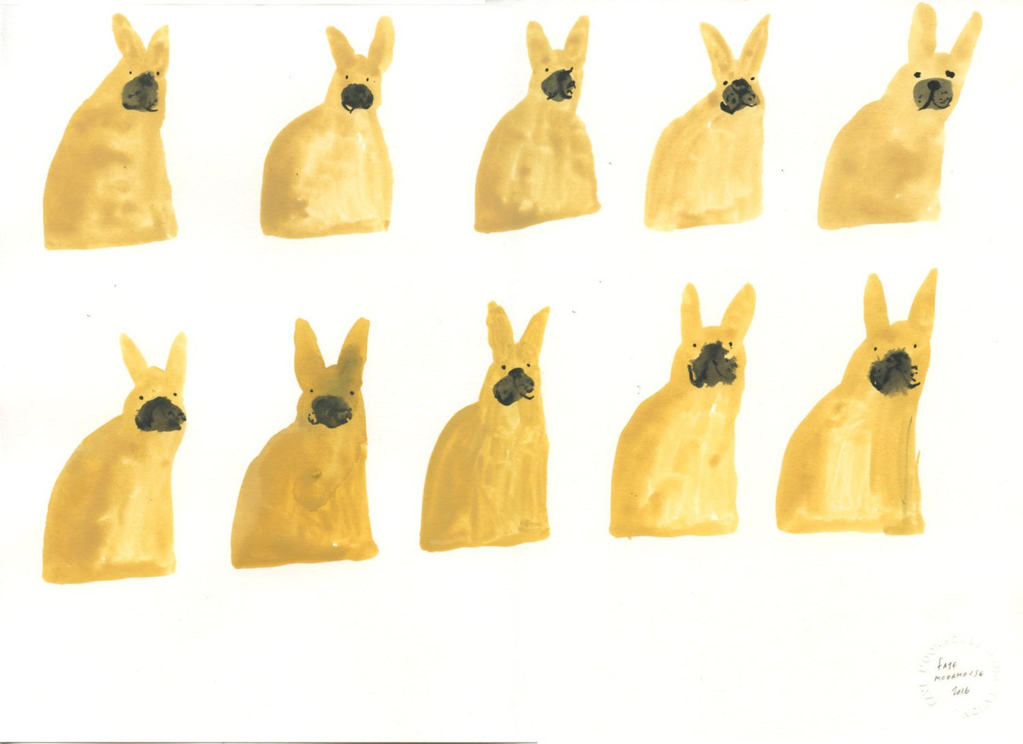 A Crowd of Frenchies no. 3 - Original french bulldog painting on paper