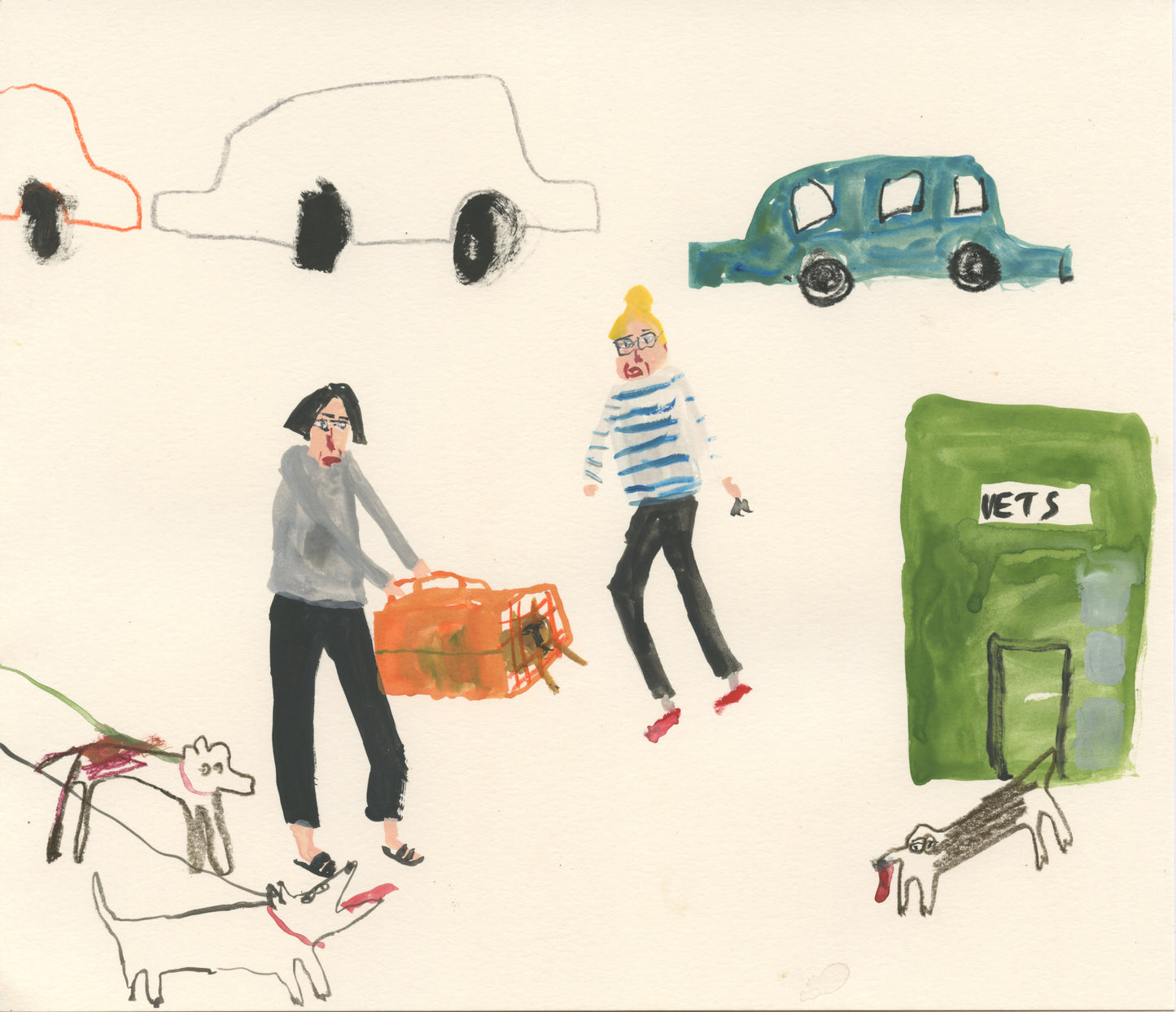 Scenes From the Vets Waiting Room | A series of four original illustrations