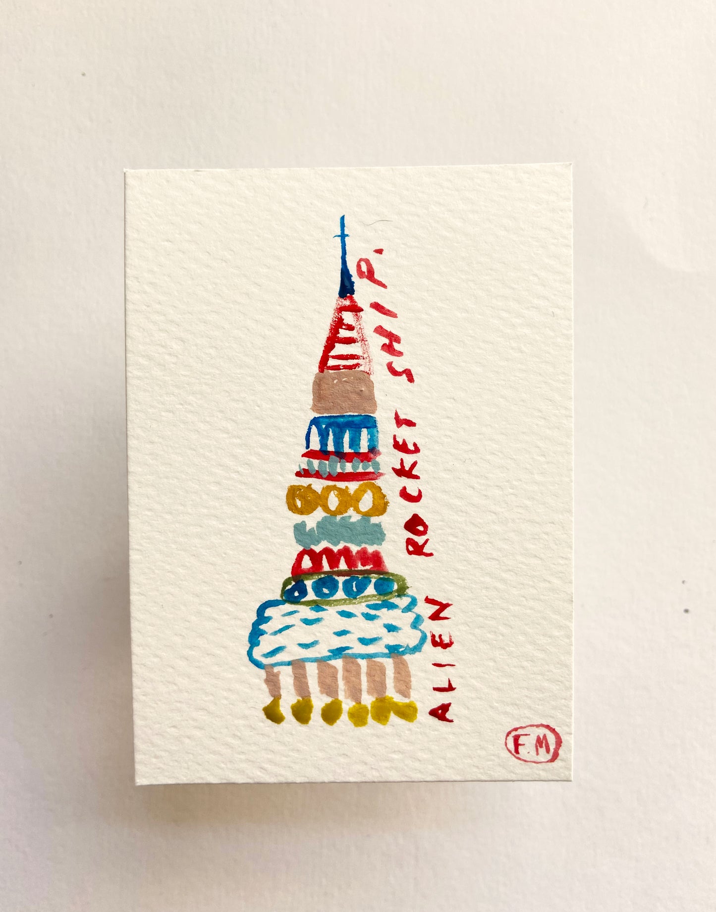Tiny Alien Rocket Ship - ACEO