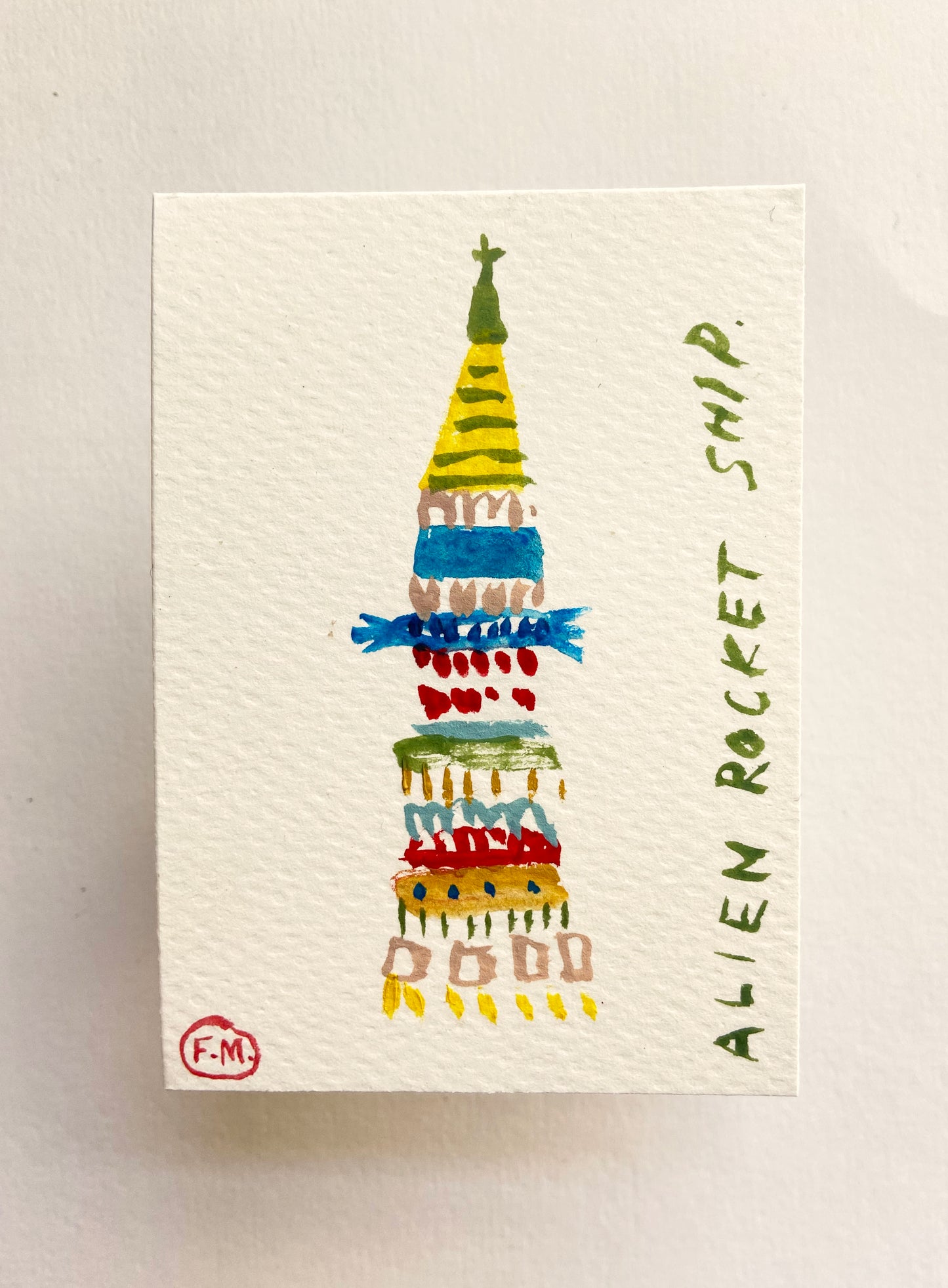 Tiny Alien Rocket Ship - ACEO