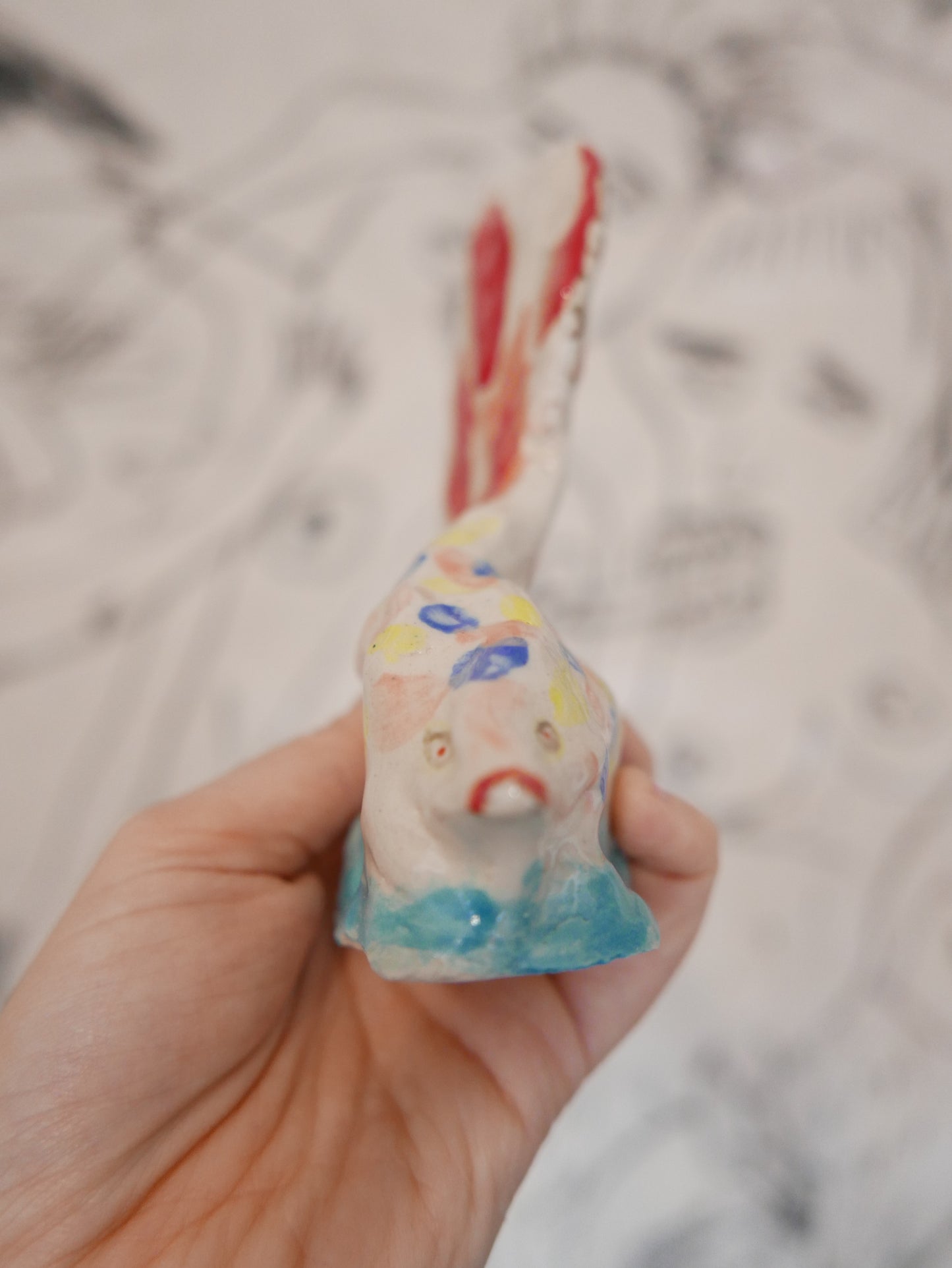 A Large-Tailed Wobbly Fish - Faye Moorhouse ceramic sculpture