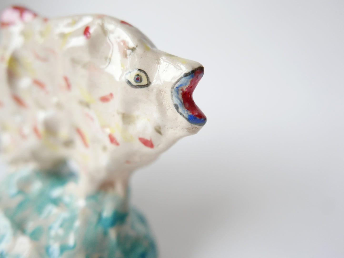 Big Posh Fish on a Turquoise Sea - Faye Moorhouse ceramic sculpture