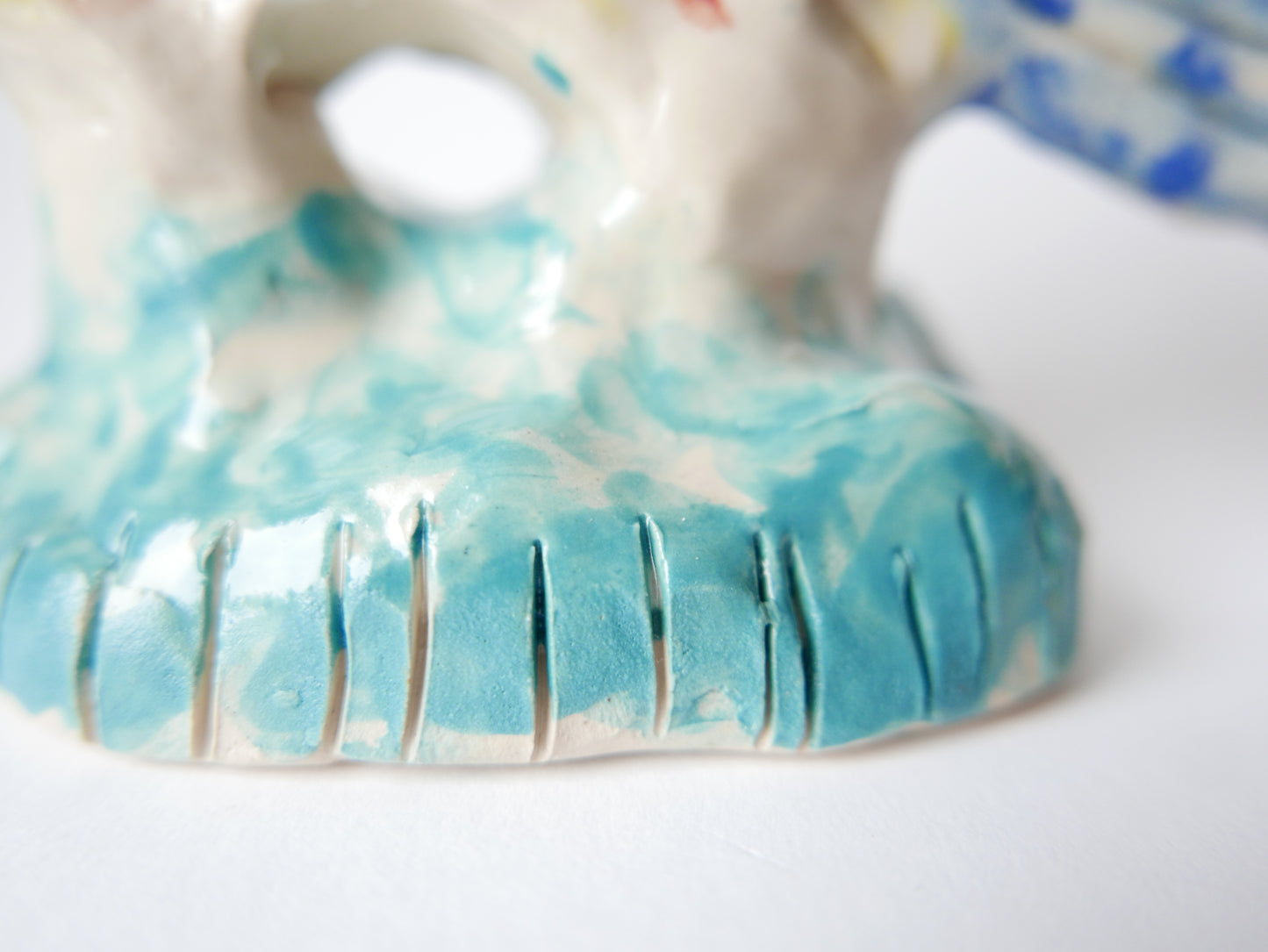 Big Posh Fish on a Turquoise Sea - Faye Moorhouse ceramic sculpture