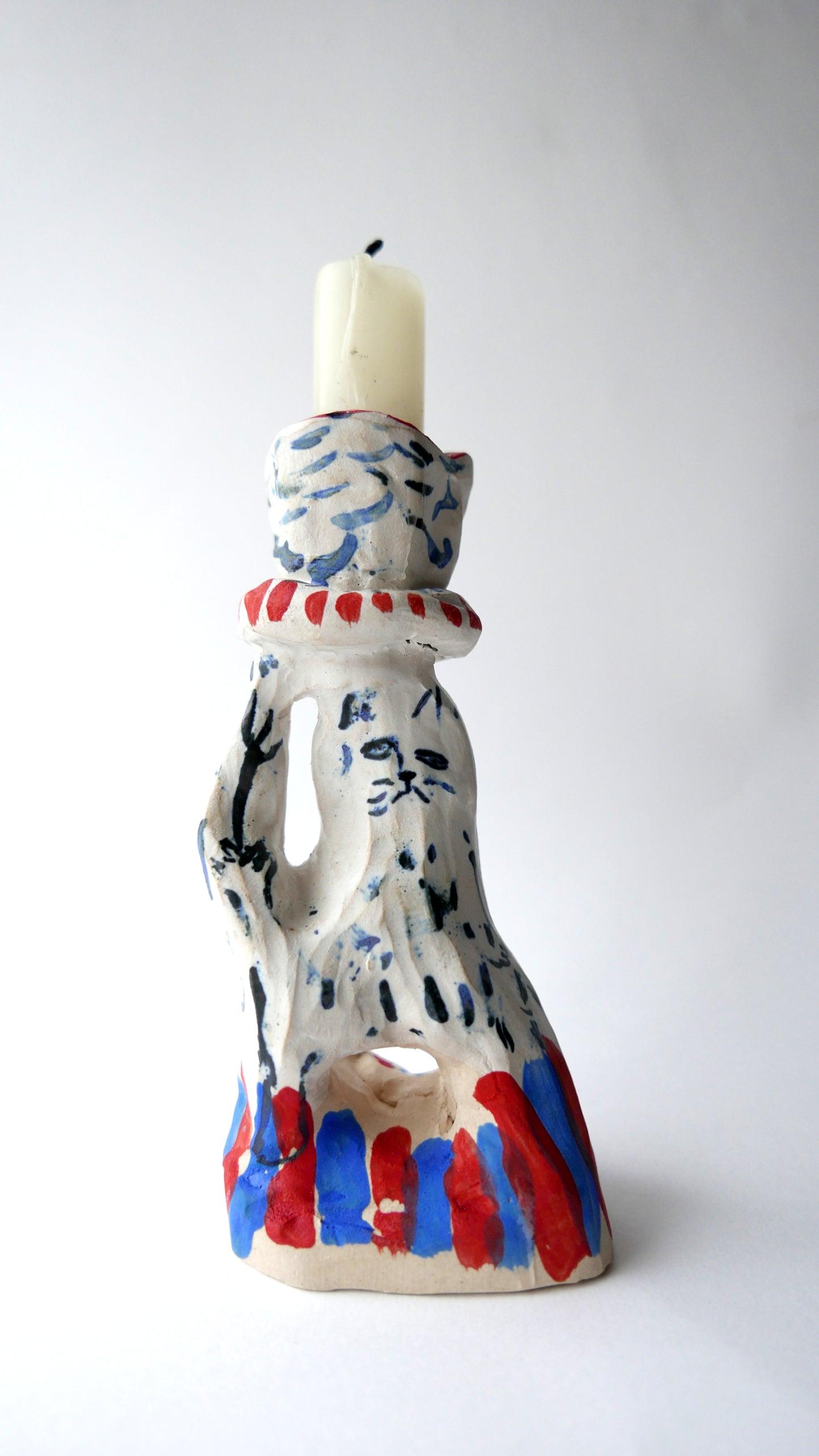 Circus Cat Candlestick Holder