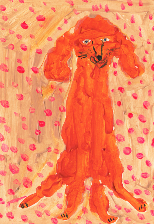 Orange Poodle on Polkadots