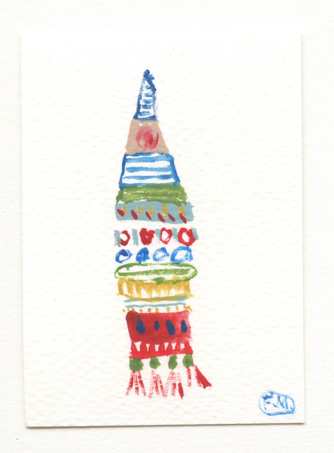 Tiny Alien Rocket Ship - ACEO