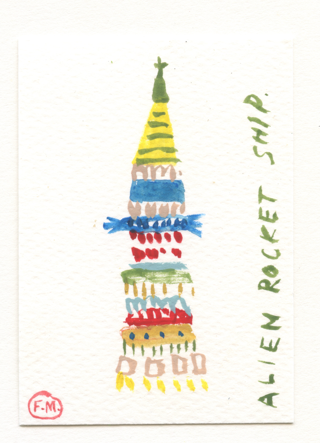 Tiny Alien Rocket Ship - ACEO