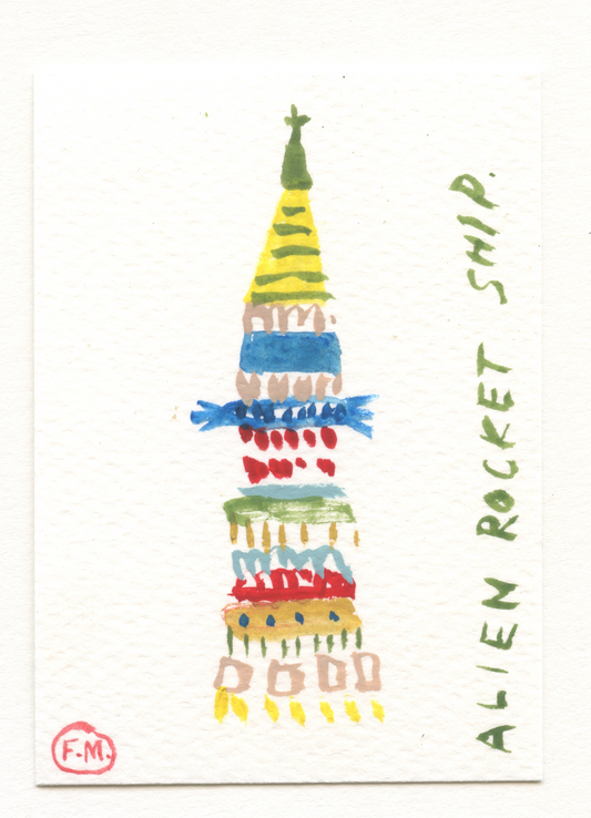 Tiny Alien Rocket Ship - ACEO