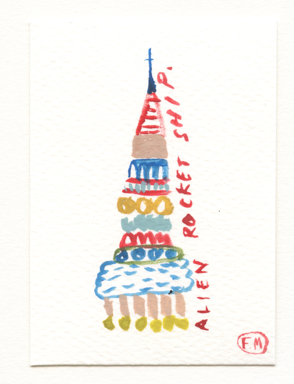 Tiny Alien Rocket Ship - ACEO
