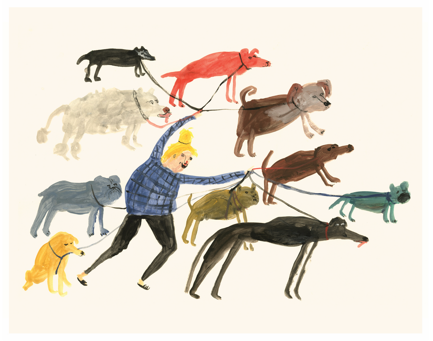 Mini Print - Dog Walking Lady