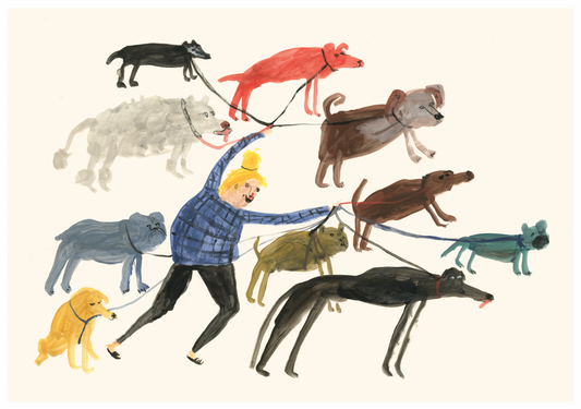 Mini Print - Dog Walking Lady