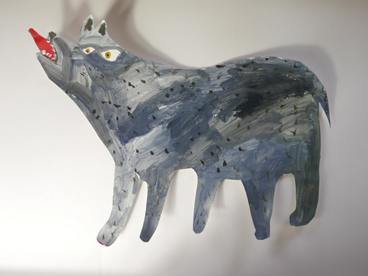 Grey Blue Beast Cutout Painting (With a sad torn Leg)