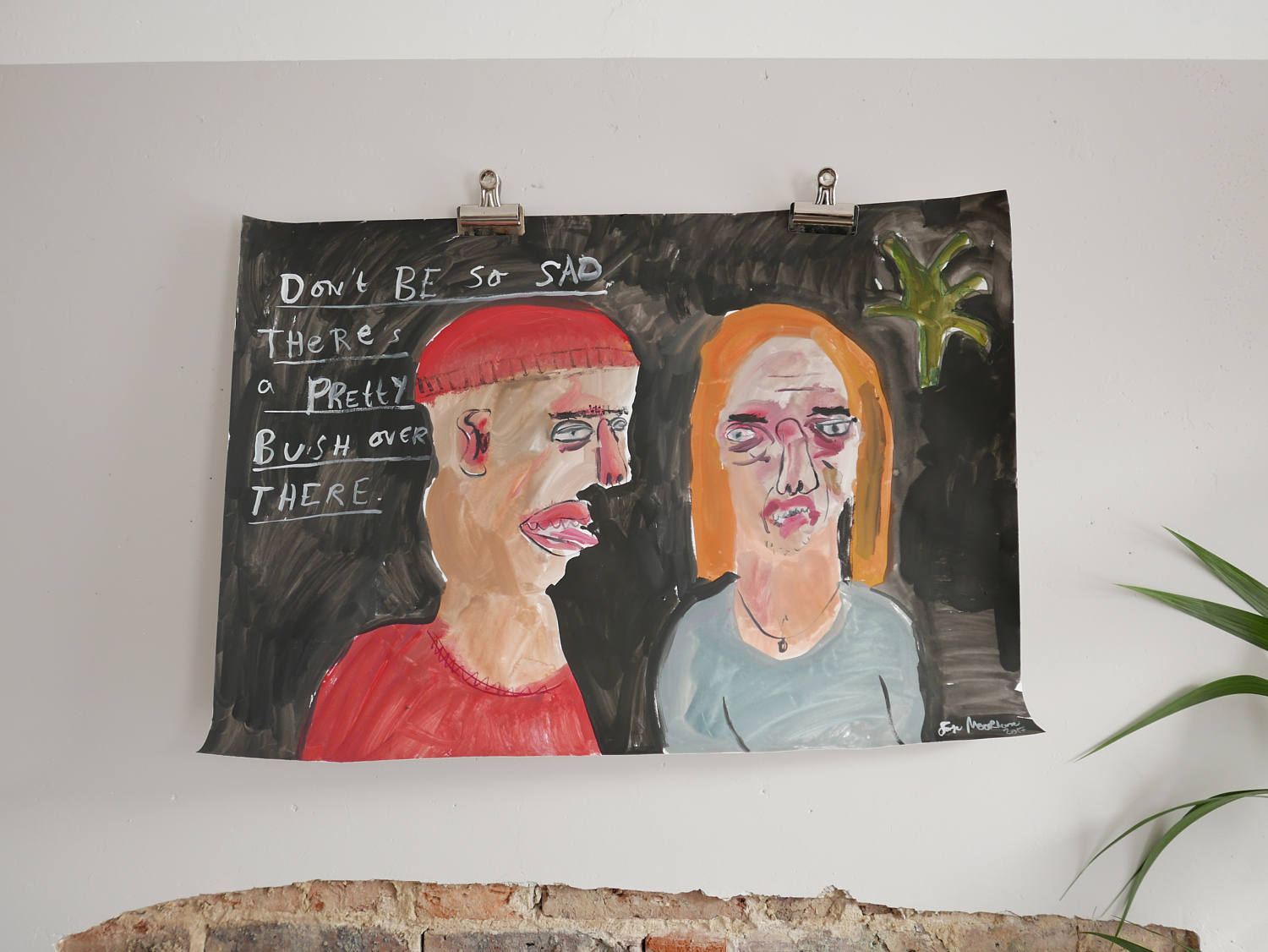 Original LARGE Faye Moorhouse painting - Don't Be Sad There's a Pretty Bush Over There - FREE SHIPPING