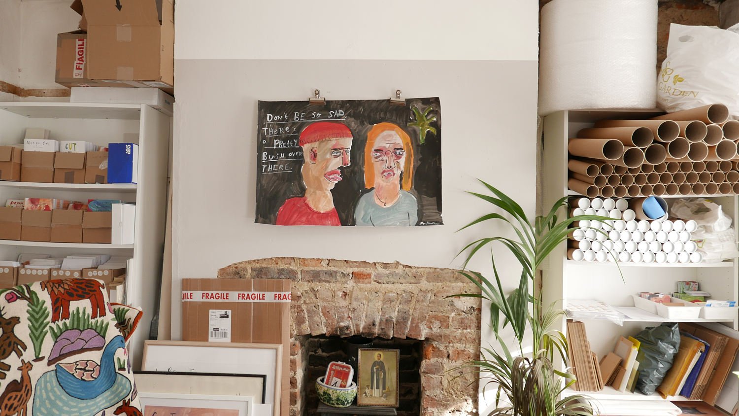 Original LARGE Faye Moorhouse painting - Don't Be Sad There's a Pretty Bush Over There - FREE SHIPPING