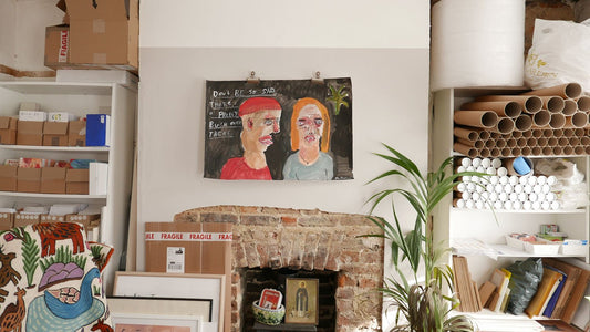 Original LARGE Faye Moorhouse painting - Don't Be Sad There's a Pretty Bush Over There - FREE SHIPPING
