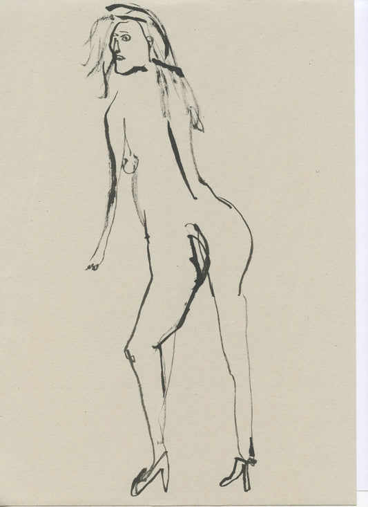 Original Faye Moorhouse Illustration - NUDE LADY