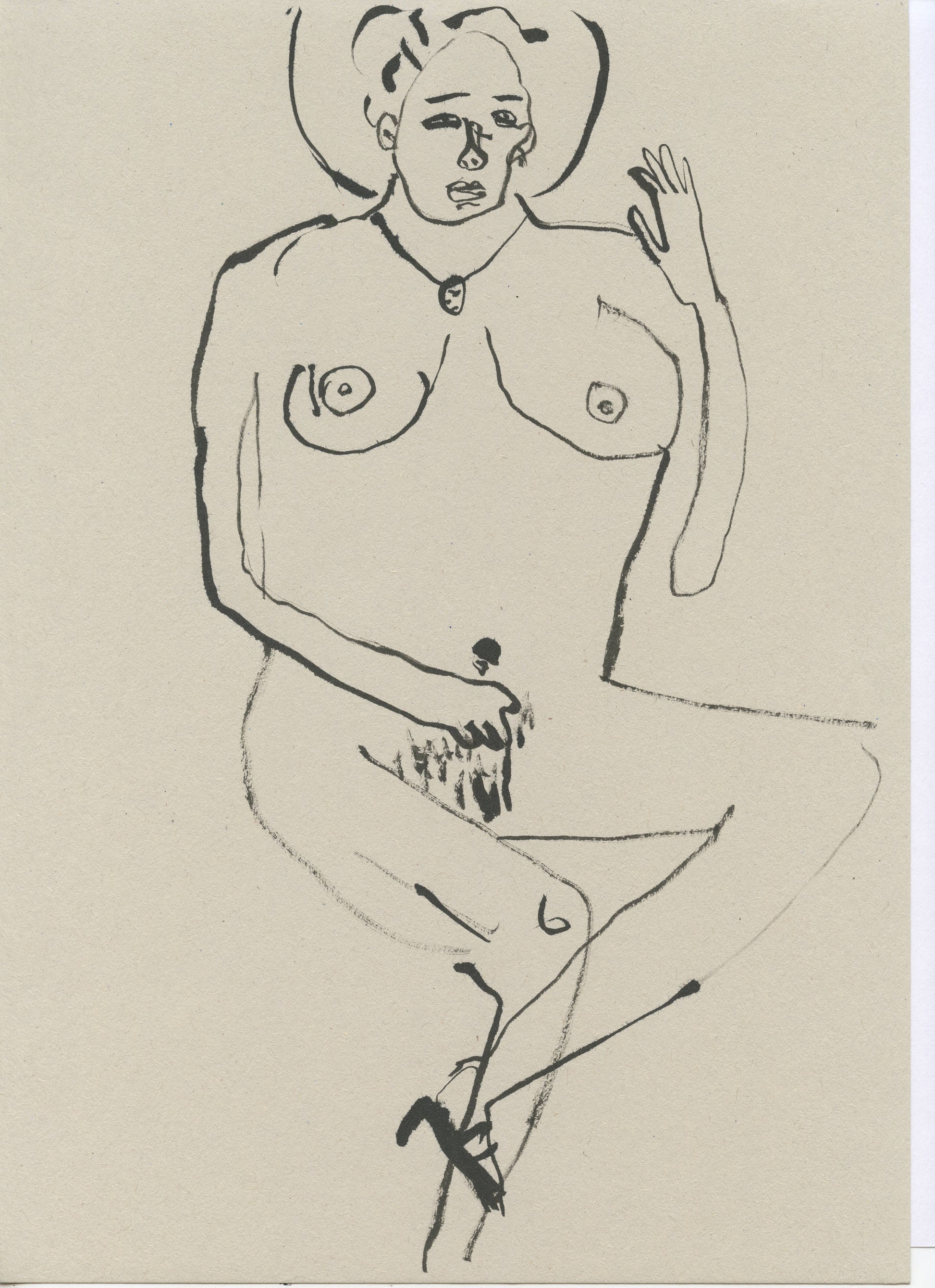 Original Faye Moorhouse Illustration - NUDE LADY