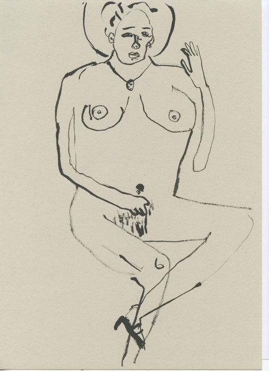 Original Faye Moorhouse Illustration - NUDE LADY
