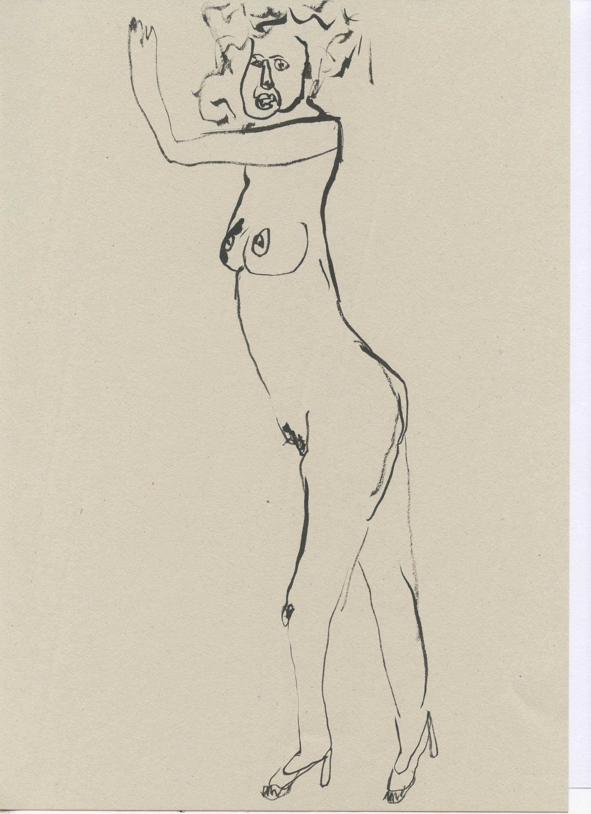 Original Faye Moorhouse Illustration - NUDE LADY