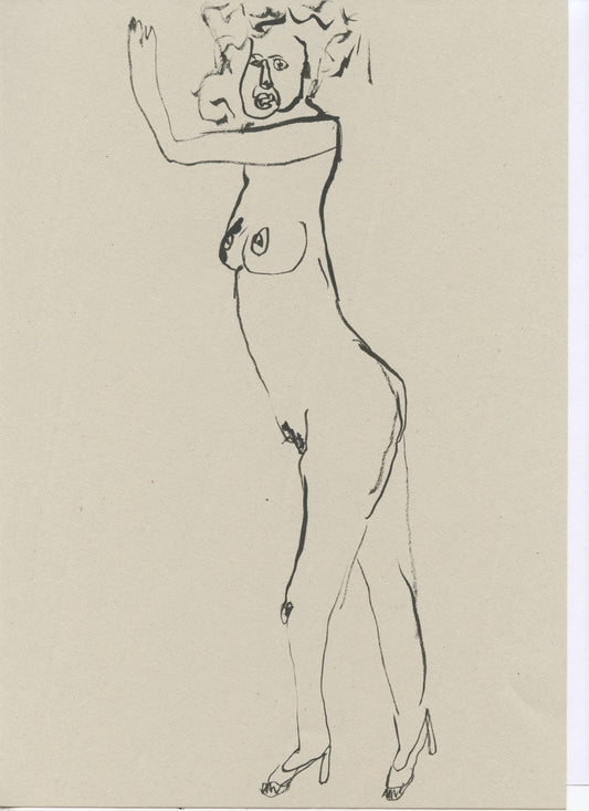 Original Faye Moorhouse Illustration - NUDE LADY