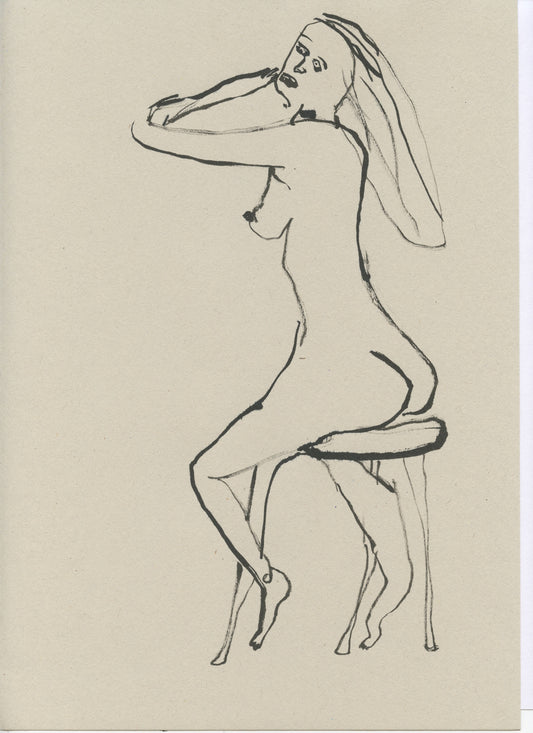 Original Faye Moorhouse Illustration - NUDE LADY