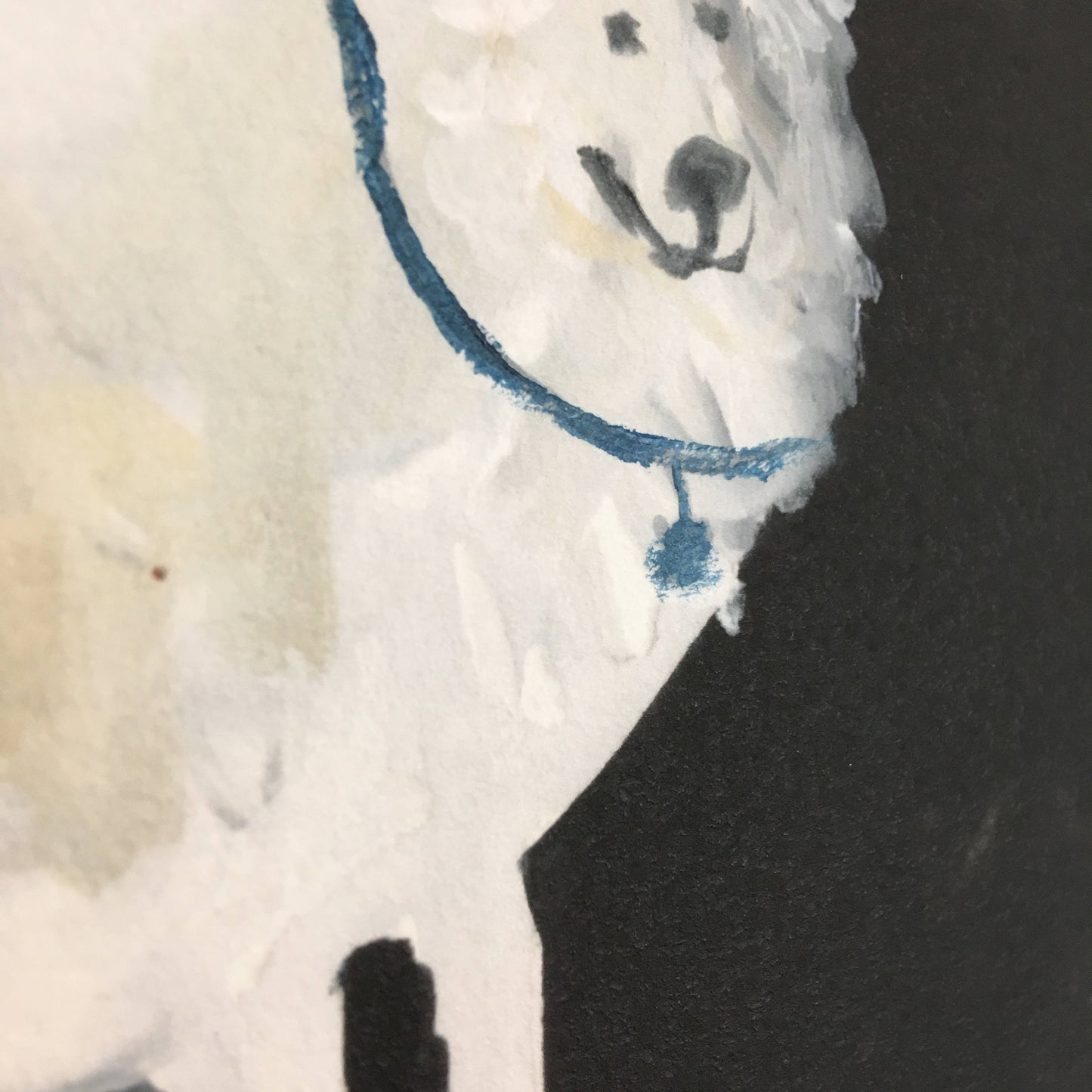Limited Edition Hand Finished Art Print || A White Dog at Midnight || FAYE MOORHOUSE