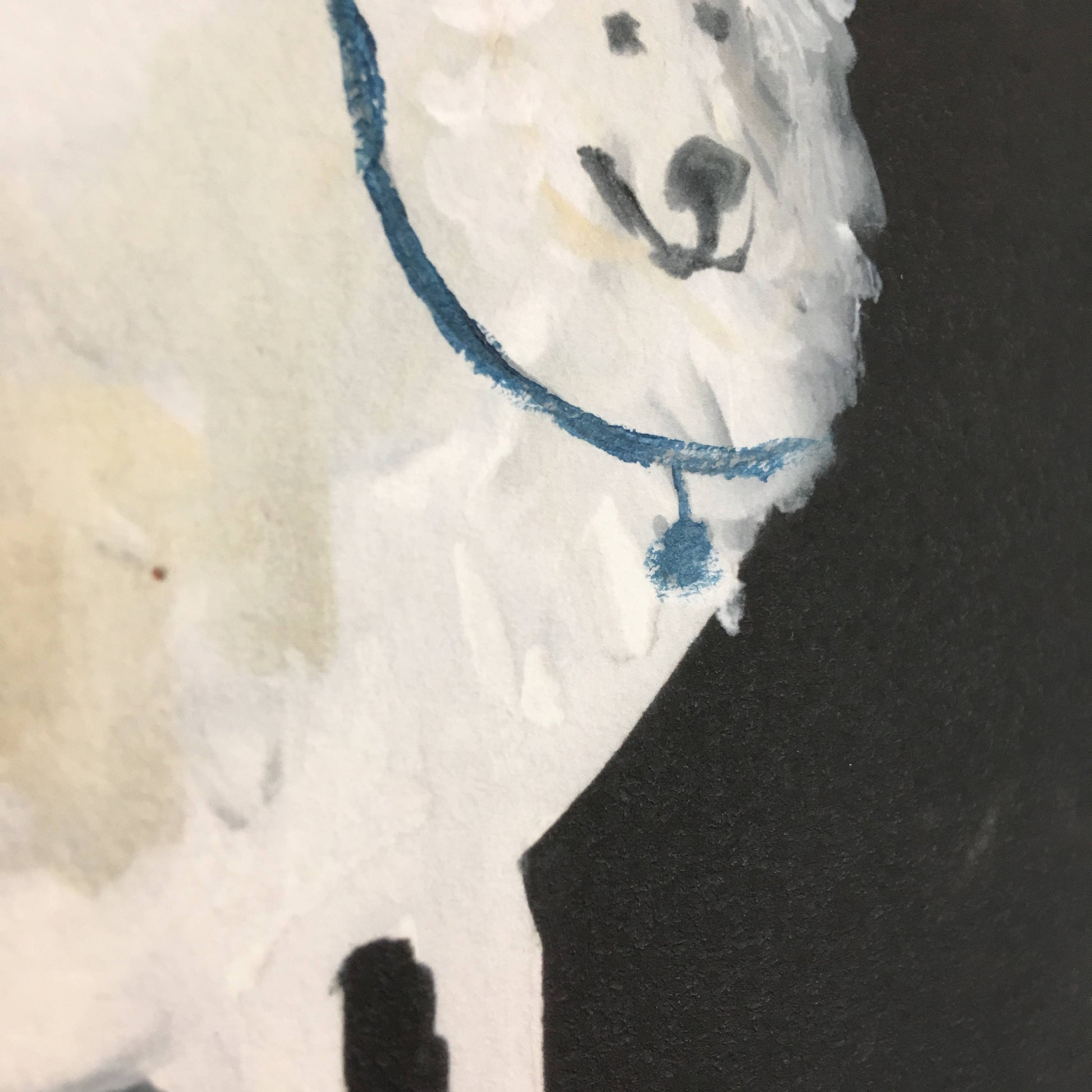 Limited Edition Hand Finished Art Print || A White Dog at Midnight || FAYE MOORHOUSE