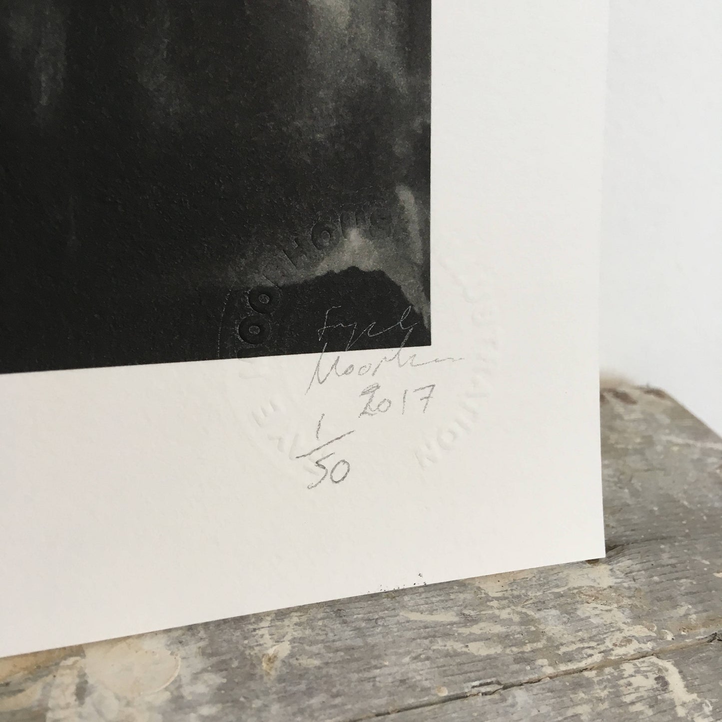 Limited Edition Hand Finished Art Print || A White Dog at Midnight || FAYE MOORHOUSE