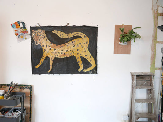 LEOPARD | Original Faye Moorhouse Painting | Acrylic paint on stuck together paper | 116 x 84 cm