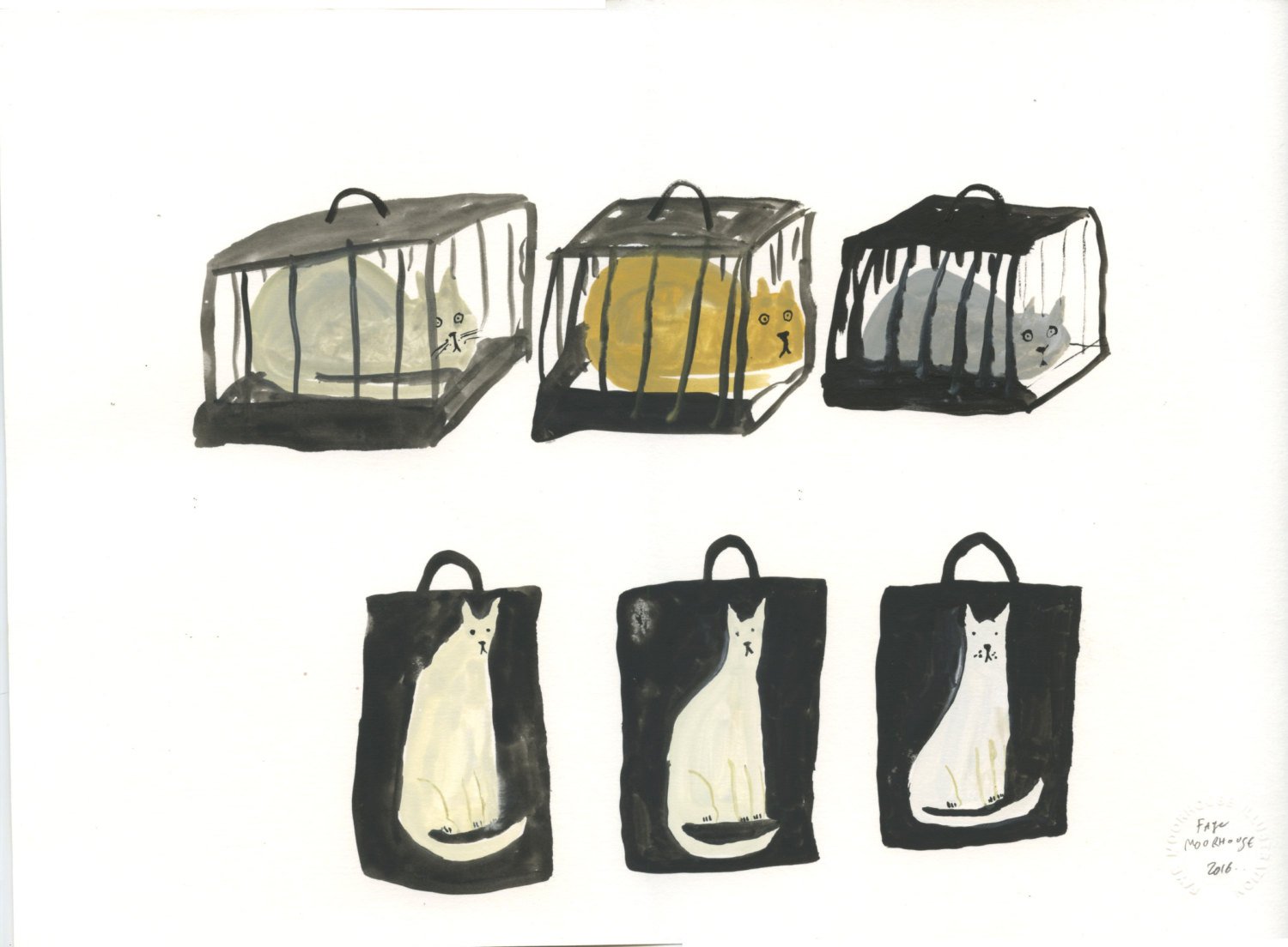 Travelling Cats - Original illustration on paper