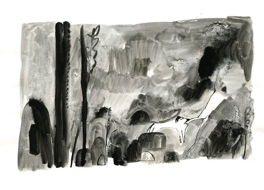 Original Faye Moorhouse Ink Illustration - Black Forest Beasts no. 1
